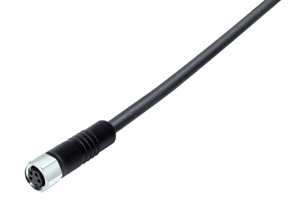 Binder 77-3706-0000-50006-0200 M8 Female cable connector, Contacts: 6, unshielded, moulded on the cable, IP67/IP69K, UL, PUR, black, 6 x 0.25 mm², stainless steel, 2 m | American Cable Assemblies