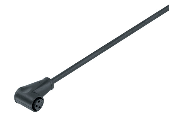 Binder 79-3414-52-03 M8 Female angled connector, Contacts: 3, unshielded, moulded on the cable, IP65, PUR, black, 3 x 0.25 mm², 2 m | American Cable Assemblies