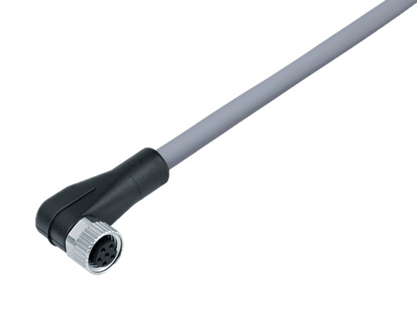 Binder 77-3408-0000-20003-0500 M8 Female angled connector, Contacts: 3, unshielded, moulded on the cable, IP67/IP69K, UL, PVC, grey, 3 x 0.34 mm², 5 m | American Cable Assemblies