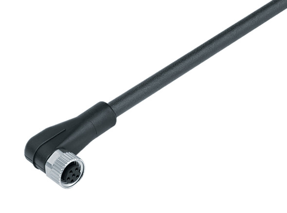 Binder 77-3408-0000-50003-0200 M8 Female angled connector, Contacts: 3, unshielded, moulded on the cable, IP67/IP69K, UL, PUR, black, 3 x 0.34 mm², 2 m | American Cable Assemblies