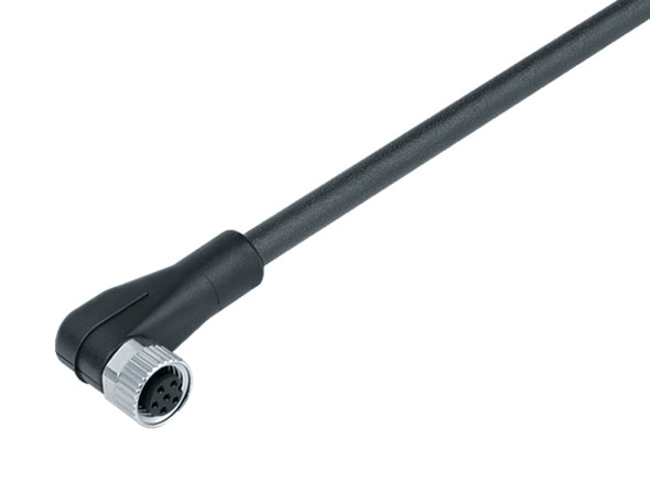 Binder 77-3408-0000-50003-1000 M8 Female angled connector, Contacts: 3, unshielded, moulded on the cable, IP67/IP69K, UL, PUR, black, 3 x 0.34 mm², 10 m | American Cable Assemblies