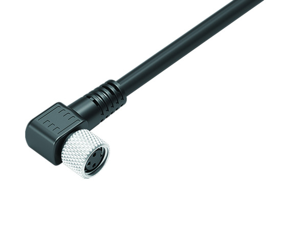 Binder 77-3508-0000-50003-1000 M8 Female angled connector, Contacts: 3, shielded, moulded on the cable, IP67, UL, PUR, black, 3 x 0.34 mm², 10 m | American Cable Assemblies