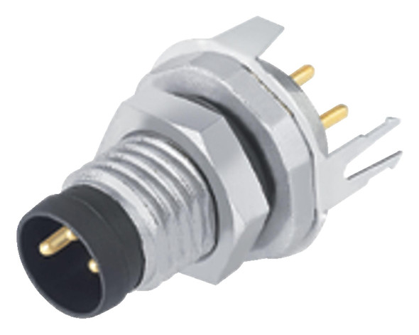 Binder 86-6319-1120-00005 M8 Male panel mount connector, Contacts: 5, shieldable, THT, IP67, front fastened | American Cable Assemblies