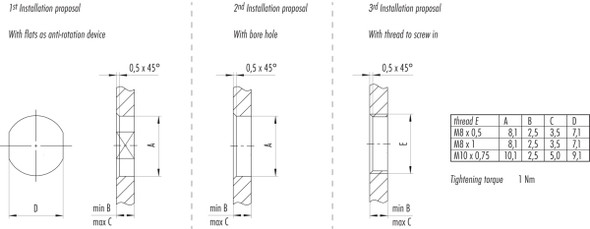 Binder 76-6218-1111-00005-0200 M8 Female panel mount connector, Contacts: 5, unshielded, single wires, IP67, UL, M10x0,75