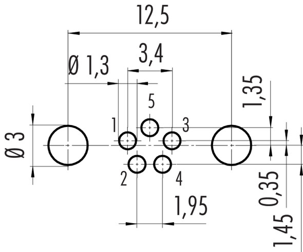 Binder 86-6618-1120-00005 M8 Female panel mount connector, Contacts: 5, shieldable, THT, IP67, M10x0,75, front fastened