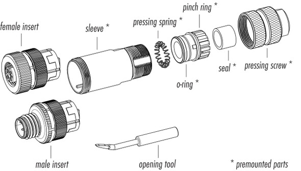 Binder 99-1539-814-05 M12-A Male cable connector, Contacts: 5, 5.0-8.0 mm, shieldable, wire clamp, IP67