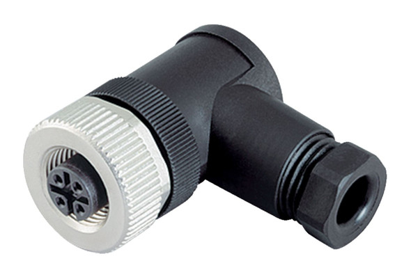 Binder 99-0536-24-05 M12-A Female angled connector, Contacts: 5, 4.0-6.0 mm, unshielded, wire clamp, IP67 | American Cable Assemblies