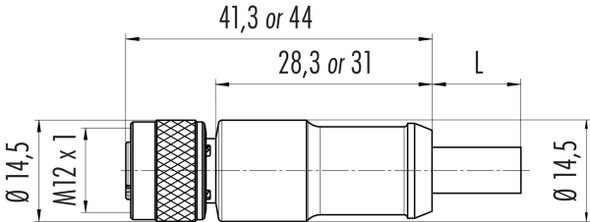 Binder 77-3530-0000-50705-1000 M12-A Female cable connector, Contacts: 5, shielded, moulded on the cable, IP67, UL, PUR, black, 5 x 0.25 mm², 10 m