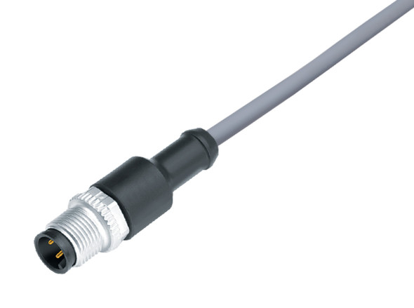 Binder 77-3429-0000-20004-0500 M12-A Male cable connector, Contacts: 4, unshielded, moulded on the cable, IP68, UL, PVC, grey, 4 x 0.34 mm², 5 m | American Cable Assemblies