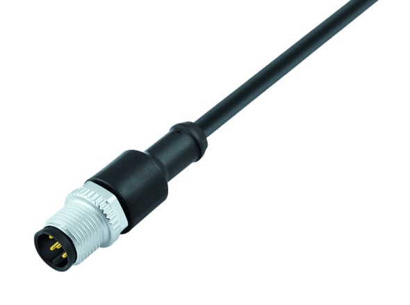Binder 77-3429-0000-80203-1000 M12-A Male cable connector, Contacts: 3, unshielded, moulded on the cable, IP68, UL, PUR, black, 3 x 0.34 mm², for welding applications, 10 m | American Cable Assemblies