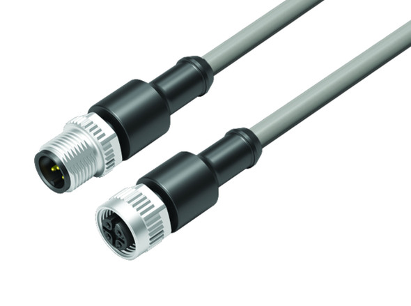 Binder 77-3430-3429-20005-0030 M12-A Connecting cable male cable connector - female cable connector, Contacts: 5, unshielded, moulded on the cable, IP68, UL, PVC, grey, 5 x 0.34 mm², 0.3 m | American Cable Assemblies