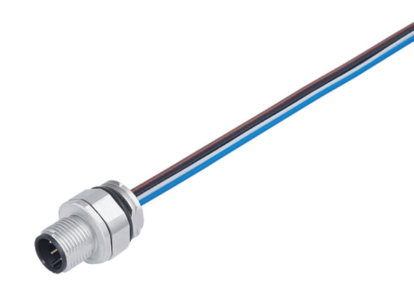Binder 76-2731-0111-00005-0200 M12-A Male panel mount connector, Contacts: 5, unshielded, single wires, IP68, UL, PG 9, stainless steel | American Cable Assemblies