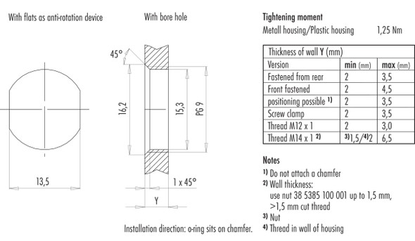 Binder 76-2531-1111-00012-0200 M12-A Male panel mount connector, Contacts: 12, unshielded, single wires, IP68, UL, PG 9, front fastened, stainless steel