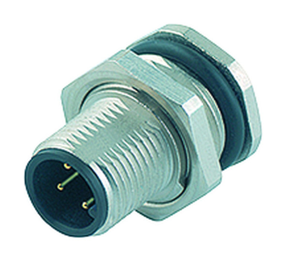 Binder 86-0531-1002-00004 M12-A Male panel mount connector, Contacts: 4, unshielded, solder, IP68, UL, PG 9, front fastened | American Cable Assemblies