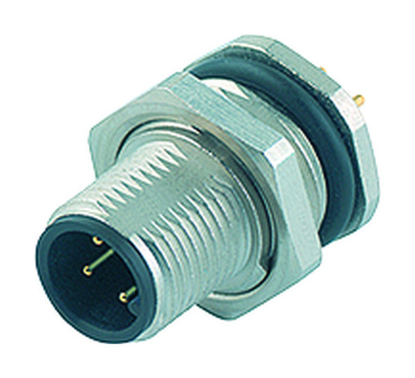 Binder 86-0531-1000-00004 M12-A Male panel mount connector, Contacts: 4, unshielded, THT, IP68, UL, PG 9, front fastened | American Cable Assemblies