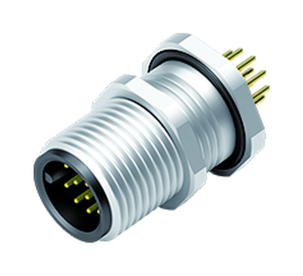 Binder 09-3491-969-12 M12-A Male panel mount connector, Contacts: 12, unshielded, THT, IP68, M12x1,0 | American Cable Assemblies