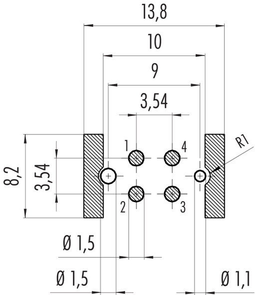 Binder 99-3431-401-04 M12-A Male panel mount connector, Contacts: 4, shieldable, SMT, IP67, for SMT