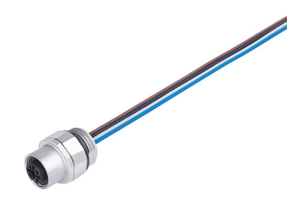 Binder 76-2832-0111-00004-0200 M12-A Female panel mount connector, Contacts: 4, unshielded, single wires, IP68/IP69K, UL, M16x1,5, stainless steel | American Cable Assemblies