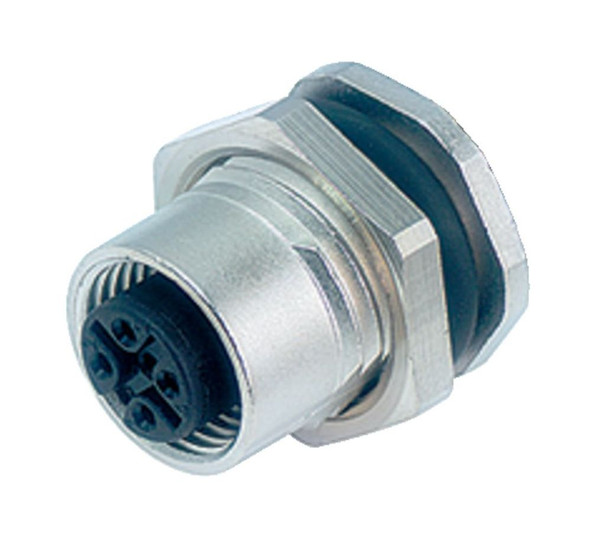 Binder 86-0532-1002-00008 M12-A Female panel mount connector, Contacts: 8, unshielded, solder, IP68, UL, PG 9, front fastened | American Cable Assemblies