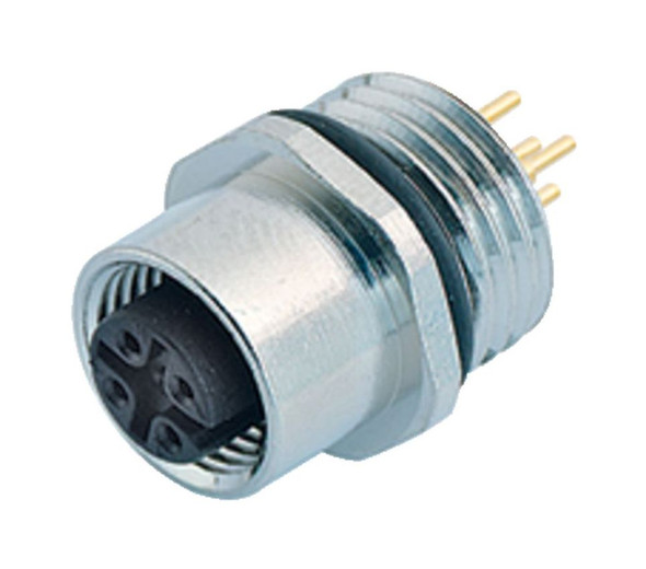 Binder 86-0132-0000-00004 M12-A Female panel mount connector, Contacts: 4, unshielded, THT, IP68, UL, PG 9 | American Cable Assemblies