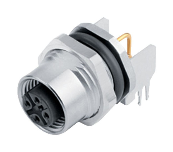 Binder 86-0532-1121-00004 M12-A Female panel mount connector, Contacts: 4, shieldable, THT, IP68, UL, PG 9, front fastened | American Cable Assemblies
