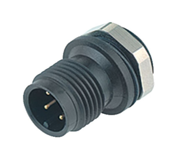 Binder 09-0431-81-04 M12-A Male panel mount connector, Contacts: 4, unshielded, solder, IP67, M12x0,5 | American Cable Assemblies