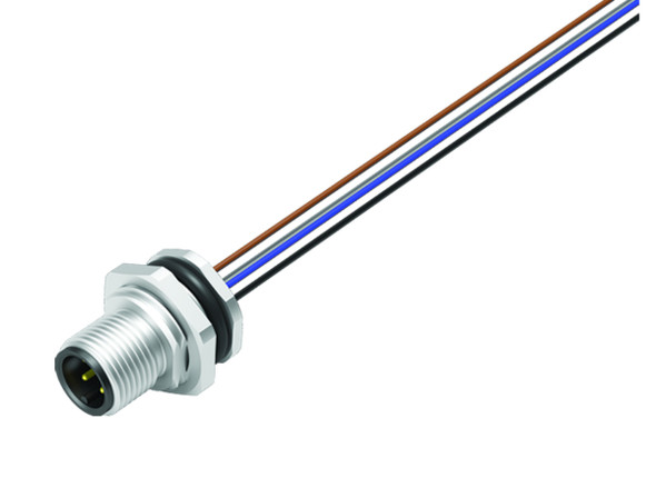 Binder 76-2631-1111-00004-0200 M12-A Male panel mount connector, Contacts: 4, unshielded, single wires, IP68, UL, M16x1,5, front fastened, stainless steel | American Cable Assemblies