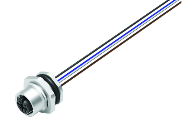 Binder 76-2632-1111-00004-0200 M12-A Female panel mount connector, Contacts: 4, unshielded, single wires, IP68, UL, M16x1,5, front fastened, stainless steel | American Cable Assemblies