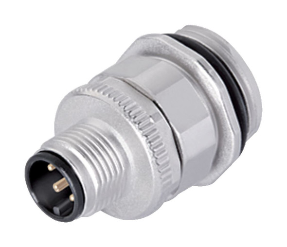 Binder 86-0431-0003-00004 M12-A Male panel mount connector, Contacts: 4, unshielded, screw clamp, IP67, UL, VDE, M20x1,5 | American Cable Assemblies