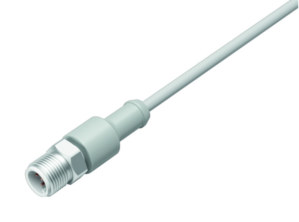 Binder 77-3729-0000-20403-0500 M12-A Male cable connector, Contacts: 3, unshielded, moulded on the cable, IP69K, UL, Ecolab, PVC, grey, 3 x 0.34 mm², stainless steel, 5 m | American Cable Assemblies