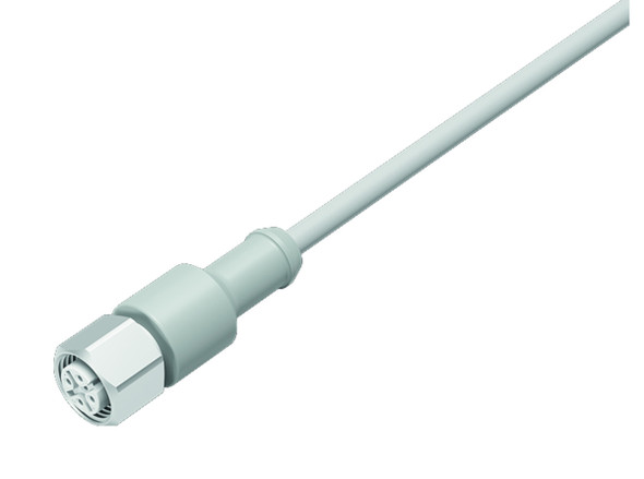 Binder 77-3730-0000-20404-0500 M12-A Female cable connector, Contacts: 4, unshielded, moulded on the cable, IP69K, UL, Ecolab, PVC, grey, 4 x 0.34 mm², stainless steel, 5 m | American Cable Assemblies