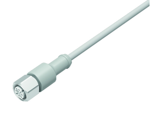 Binder 77-3730-0000-40403-0200 M12-A Female cable connector, Contacts: 3, unshielded, moulded on the cable, IP69K, Ecolab, FDA compliant, Special TPE, grey, 3 x 0.34 mm², stainless steel, 2 m | American Cable Assemblies