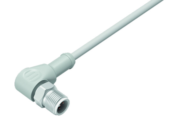 Binder 77-3727-0000-20403-1000 M12-A Male angled connector, Contacts: 3, unshielded, moulded on the cable, IP69K, UL, Ecolab, PVC, grey, 3 x 0.34 mm², stainless steel, 10 m | American Cable Assemblies