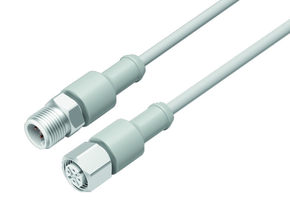 Binder 77-3730-3729-20403-0500 M12-A Connecting cable for food and beverage industry, Contacts: 3, unshielded, moulded on the cable, IP69K, UL, Ecolab, PVC, grey, 3 x 0.34 mm², stainless steel, 5 m | American Cable Assemblies