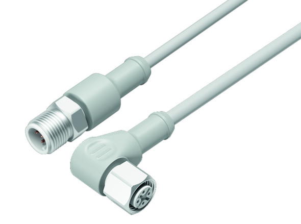 Binder 77-3734-3729-20403-0200 M12-A Connecting cable for food and beverage industry, Contacts: 3, unshielded, moulded on the cable, IP69K, UL, Ecolab, PVC, grey, 3 x 0.34 mm², stainless steel, 2 m | American Cable Assemblies