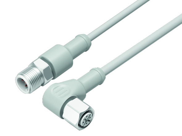 Binder 77-3734-3729-20403-0500 M12-A Connecting cable for food and beverage industry, Contacts: 3, unshielded, moulded on the cable, IP69K, UL, Ecolab, PVC, grey, 3 x 0.34 mm², stainless steel, 5 m | American Cable Assemblies