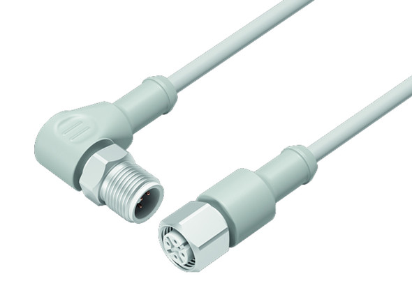 Binder 77-3730-3727-20908-0500 M12-A Connecting cable for food and beverage industry, Contacts: 8, unshielded, moulded on the cable, IP69K, UL, Ecolab, PVC, grey, 8 x 0.25 mm², stainless steel, 5 m | American Cable Assemblies