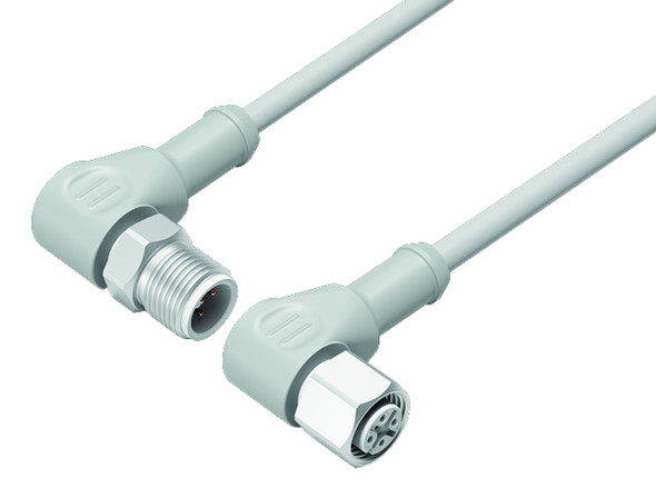 Binder 77-3734-3727-20908-0500 M12-A Connecting cable for food and beverage industry, Contacts: 8, unshielded, moulded on the cable, IP69K, UL, Ecolab, PVC, grey, 8 x 0.25 mm², stainless steel, 5 m | American Cable Assemblies