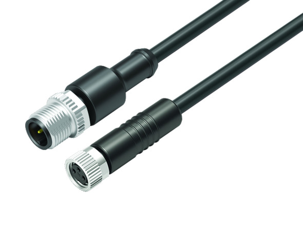 Binder 77-3429-3406-50003-0030 Connecting Cables Male cable connector - female cable connector, Contacts: 3, unshielded, moulded on the cable, IP67, UL, PUR, black, 3 x 0.34 mm², 0.3 m | American Cable Assemblies