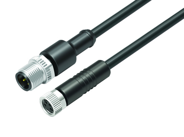 Binder 77-3429-3406-50004-0100 Connecting Cables Male cable connector - female cable connector, Contacts: 4, unshielded, moulded on the cable, IP67, UL, PUR, black, 4 x 0.34 mm², 1 m | American Cable Assemblies