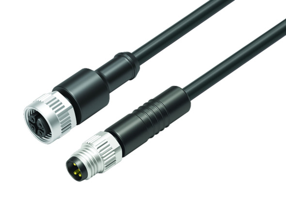 Binder 77-3430-3405-30004-0030 Connecting Cables Male cable connector - female cable connector, Contacts: 4, unshielded, moulded on the cable, IP67, UL, PUR, black, 4 x 0.34 mm², 0.3 m | American Cable Assemblies