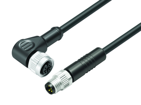 Binder 77-3434-3405-30004-0060 Connecting Cables Male cable connector - female cable connector, Contacts: 4, unshielded, moulded on the cable, IP67, UL, TPE, black, 4 x AWG 22, 0.6 m | American Cable Assemblies