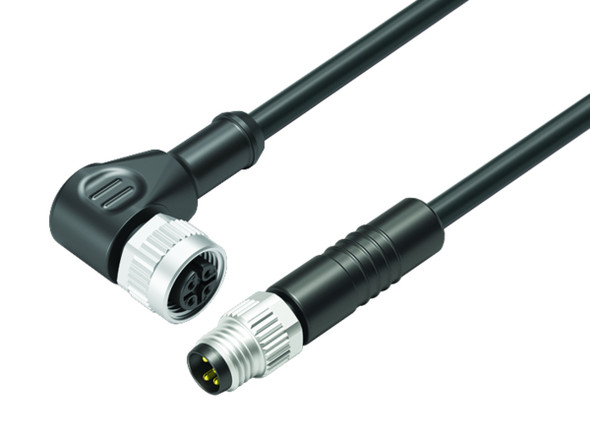 Binder 77-3434-3405-30004-0300 Connecting Cables Male cable connector - female cable connector, Contacts: 4, unshielded, moulded on the cable, IP67, UL, TPE, black, 4 x AWG 22, 3 m | American Cable Assemblies