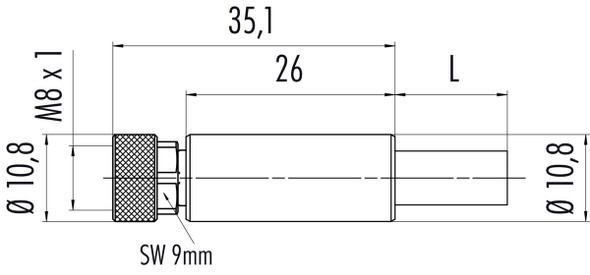 Binder 77-5430-0000-50704-0500 M8-D Female cable connector, Contacts: 4, shielded, moulded on the cable, IP67, Profinet/Ethernet CAT5e, PUR, green, 4 x AWG 22, 5 m