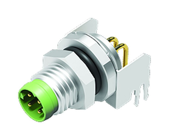 Binder 86-6321-1121-00404 M8-D Male angled panel mount connector, Contacts: 4, shieldable, THT, IP67 | American Cable Assemblies