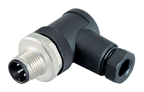 Binder 99-0429-135-04 M12-B Male angled connector, Contacts: 4, 4.0-6.0 mm, unshielded, screw clamp, IP67, UL | American Cable Assemblies