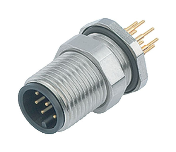 Binder 86-1033-1100-00005 M12-B Male panel mount connector, Contacts: 5, unshielded, THT, IP68, UL, M12x1,0, front fastened | American Cable Assemblies