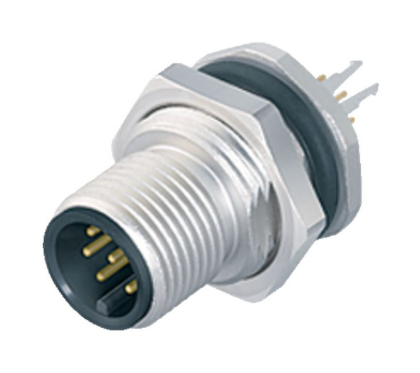 Binder 86-0533-1120-00005 M12-B Male panel mount connector, Contacts: 5, shieldable, THT, IP68, UL, PG 9, front fastened | American Cable Assemblies