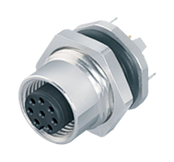 Binder 86-0534-1120-00005 M12-B Female panel mount connector, Contacts: 5, shieldable, THT, IP68, UL, PG 9, front fastened | American Cable Assemblies