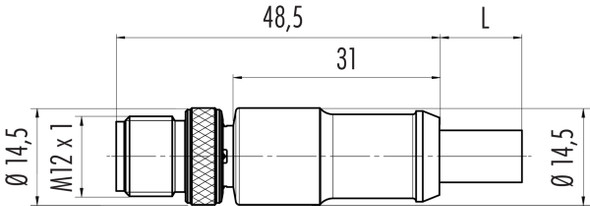 Binder 77-4529-0000-50704-0500 M12-D Male cable connector, Contacts: 4, shielded, moulded on the cable, IP67, UL, Profinet/Ethernet CAT5e, PUR, green, 4 x AWG 22, 5 m